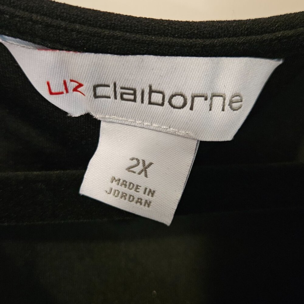 Liz Claiborne 2X Black Round Neck Short Sleeve Blouse NWOT - Picture 4 of 6